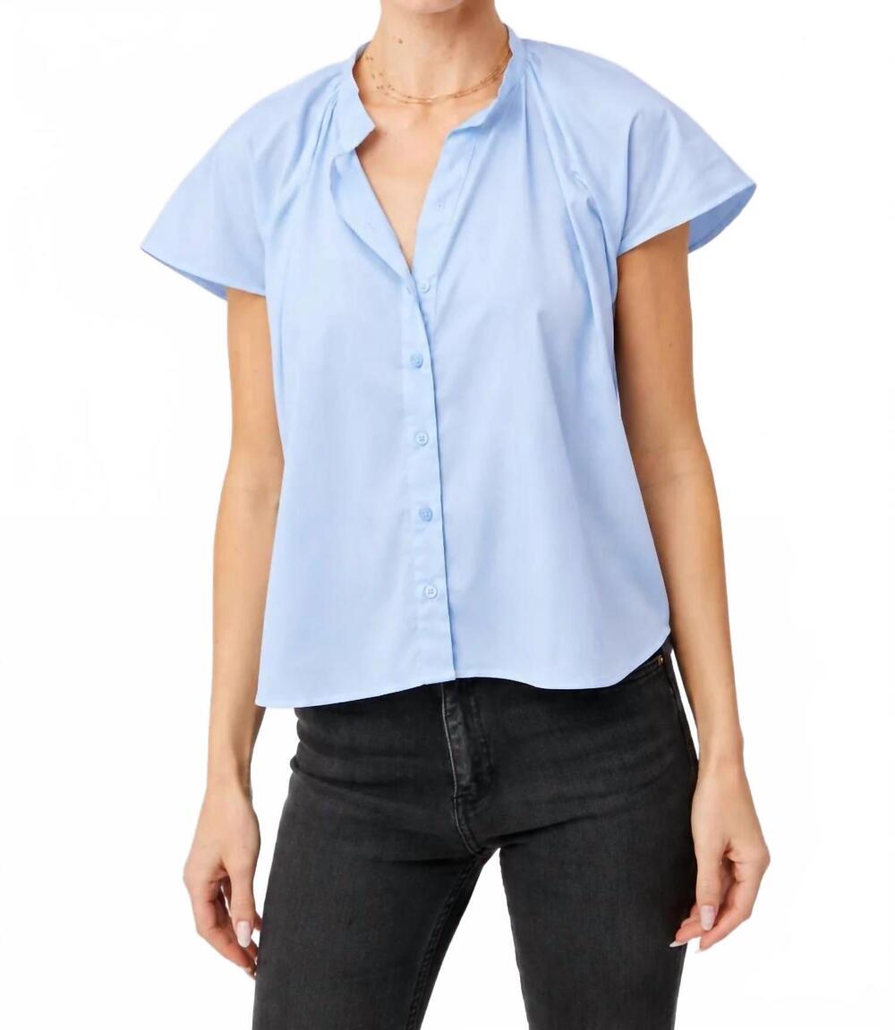NEW THE SHIRT flutter shoulder shirt in blue dawn